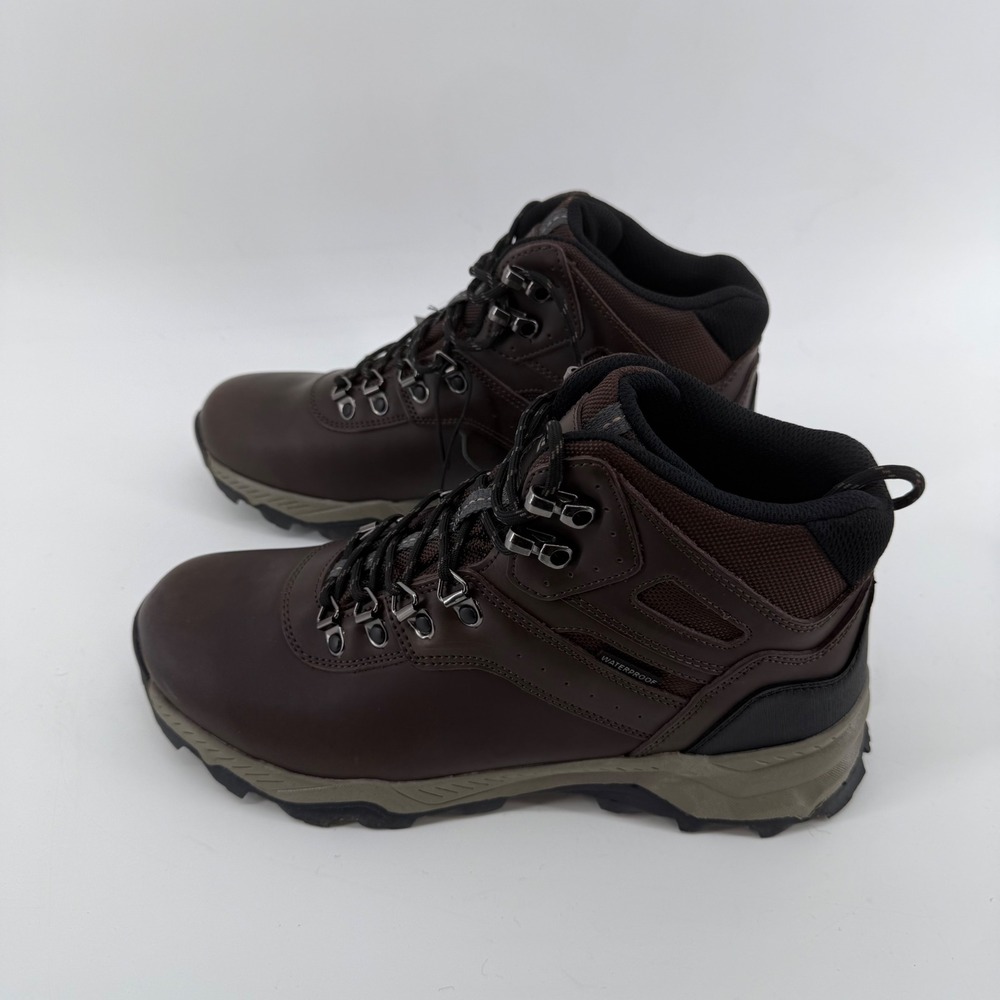Khombu Kenny Mens 10 Waterproof Hiker Leather Hiking Boots Brown 1925424 New - Picture 2 of 8